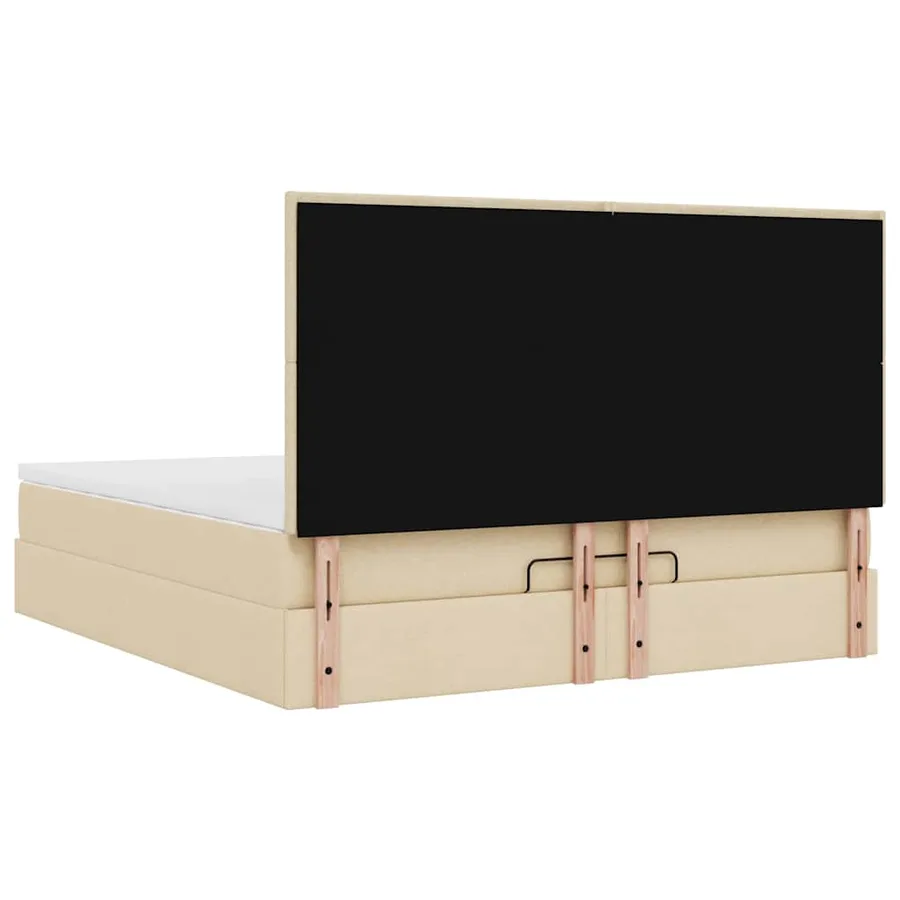 Cadre de lit ottoman avec matelas crème 160x200 cm tissu - 11