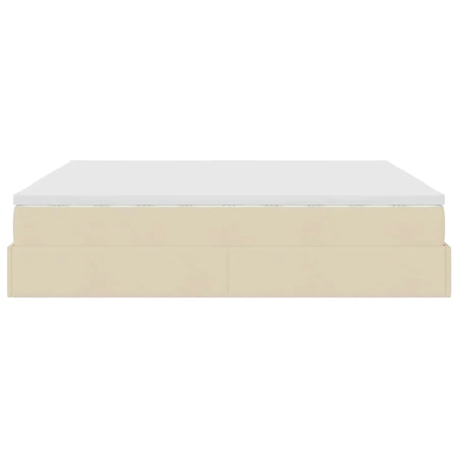 Cadre de lit ottoman avec matelas crème 160x200 cm tissu - 9