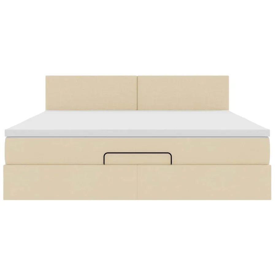 Cadre de lit ottoman avec matelas crème 160x200 cm tissu - 8