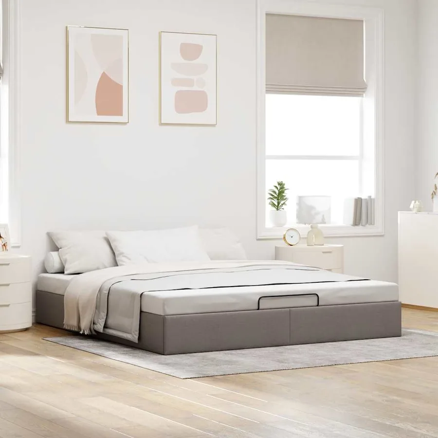 Cadre de lit ottoman sans matelas taupe 160x200 cm tissu - 3