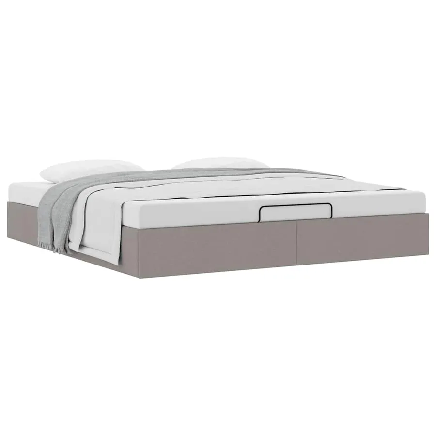 Cadre de lit ottoman sans matelas taupe 160x200 cm tissu - 5