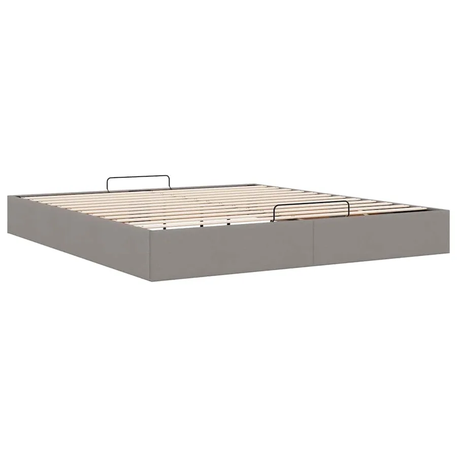 Cadre de lit ottoman sans matelas taupe 160x200 cm tissu - 6