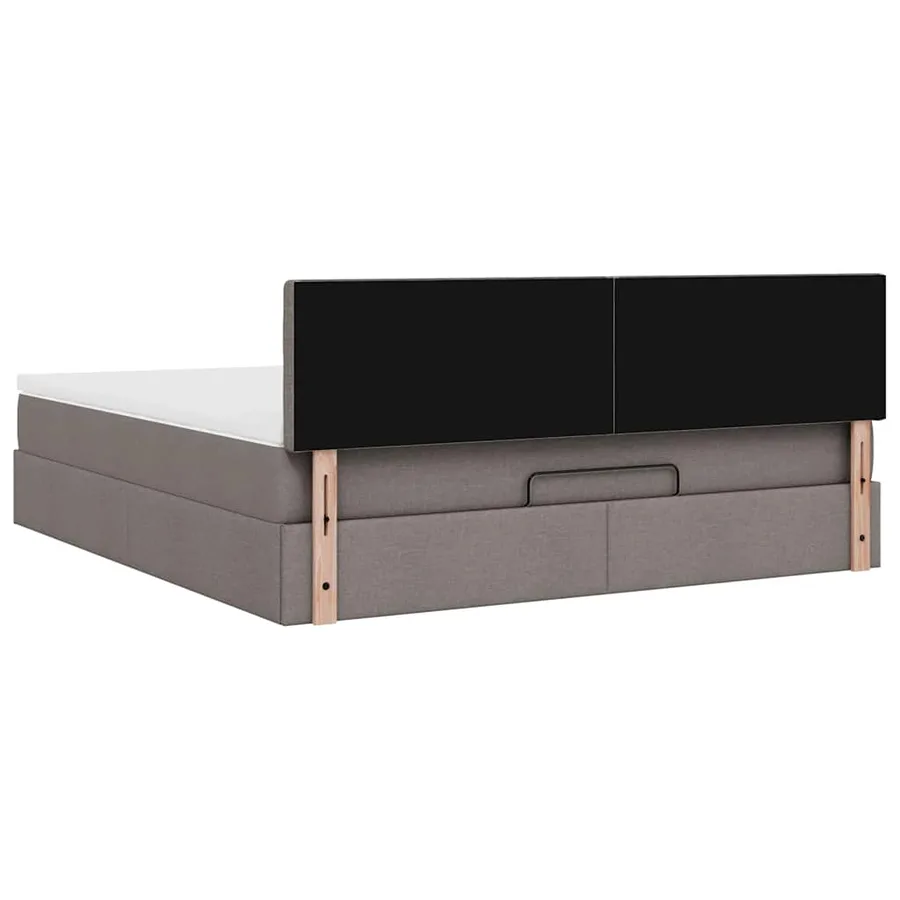 Cadre de lit ottoman avec matelas taupe 160x200 cm tissu - 11