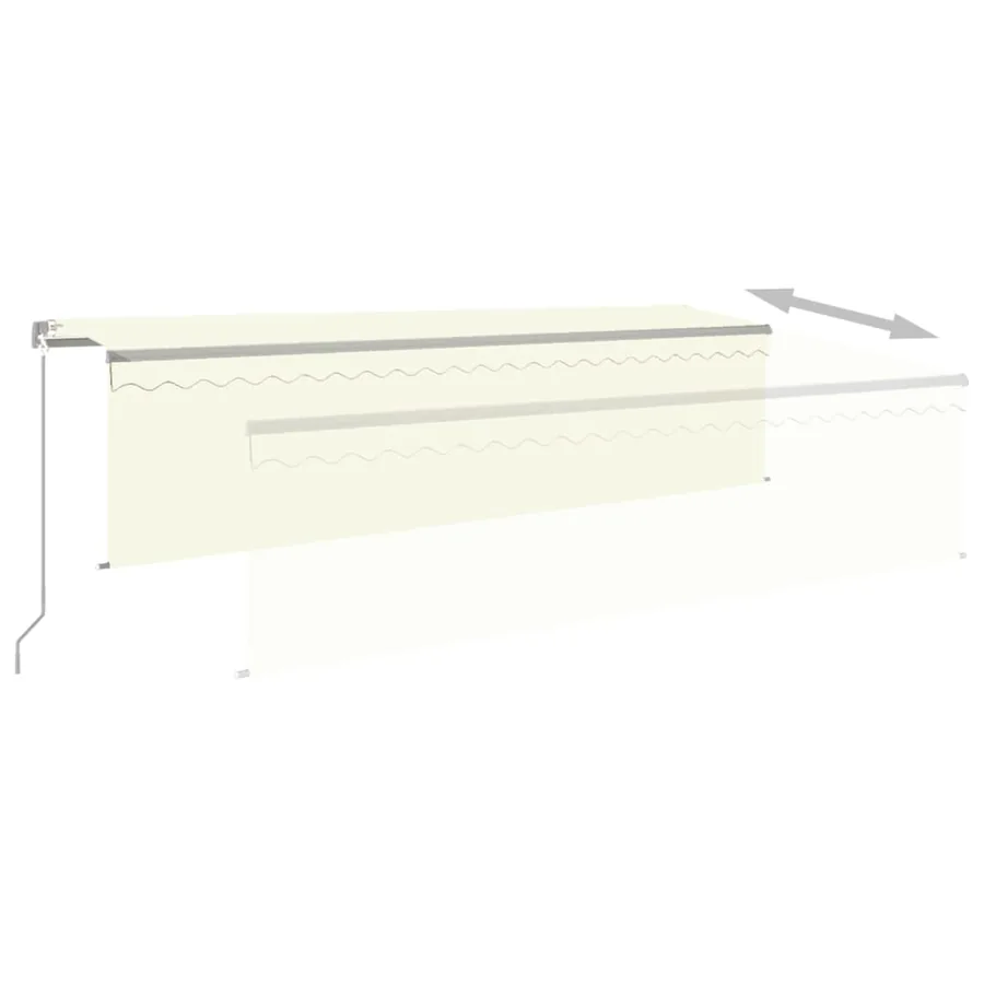 Auvent rétractable manuel avec store 5x3 m Crème - 4
