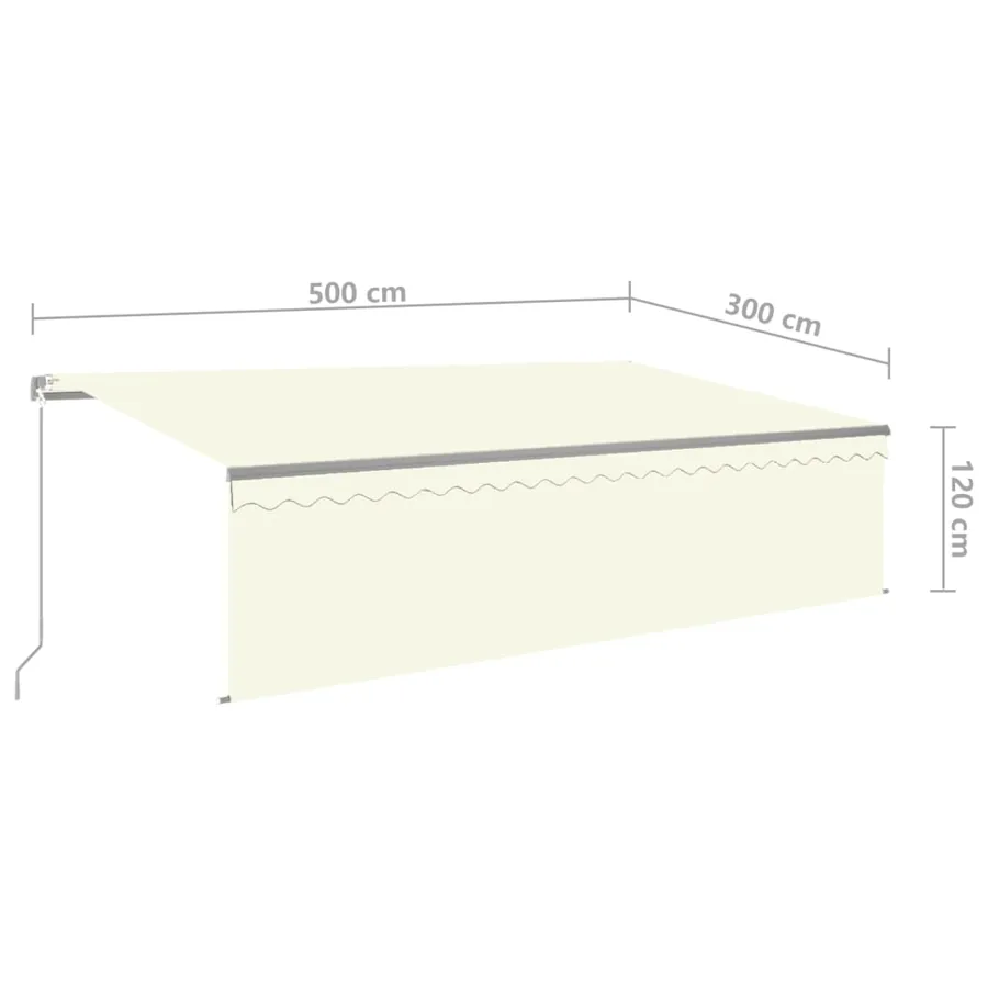 Auvent rétractable manuel avec store 5x3 m Crème - 7