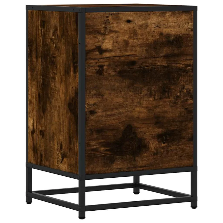 Table de chevet chêne fumé 40x34,5x60cm bois d'ingénierie métal - 7