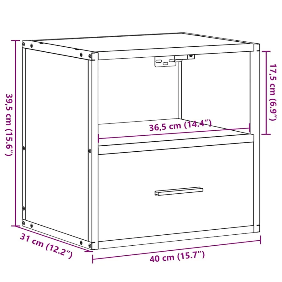 Tables de chevet murales 2 pcs chêne sonoma 40x31x39,5 cm - 13