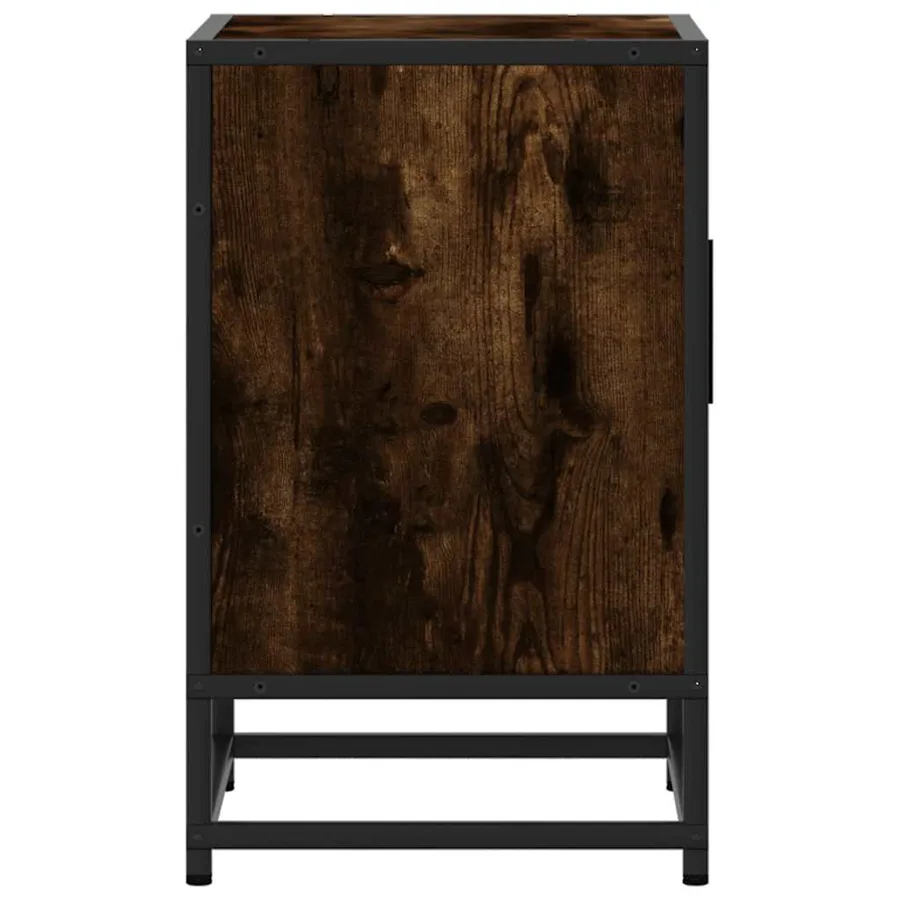 Tables de chevet 2 pcs chêne fumé bois d'ingénierie et métal - 7