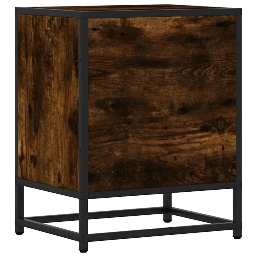 Tables de chevet 2 pcs chêne fumé bois d'ingénierie et métal - 8