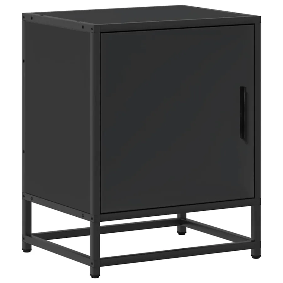 Table de chevet noir 40x31x50 cm bois d'ingénierie et métal - 2