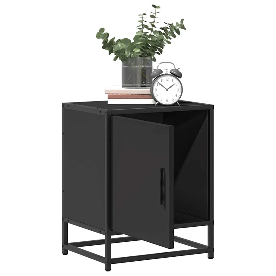 Table de chevet noir 40x31x50 cm bois d'ingénierie et métal - 4