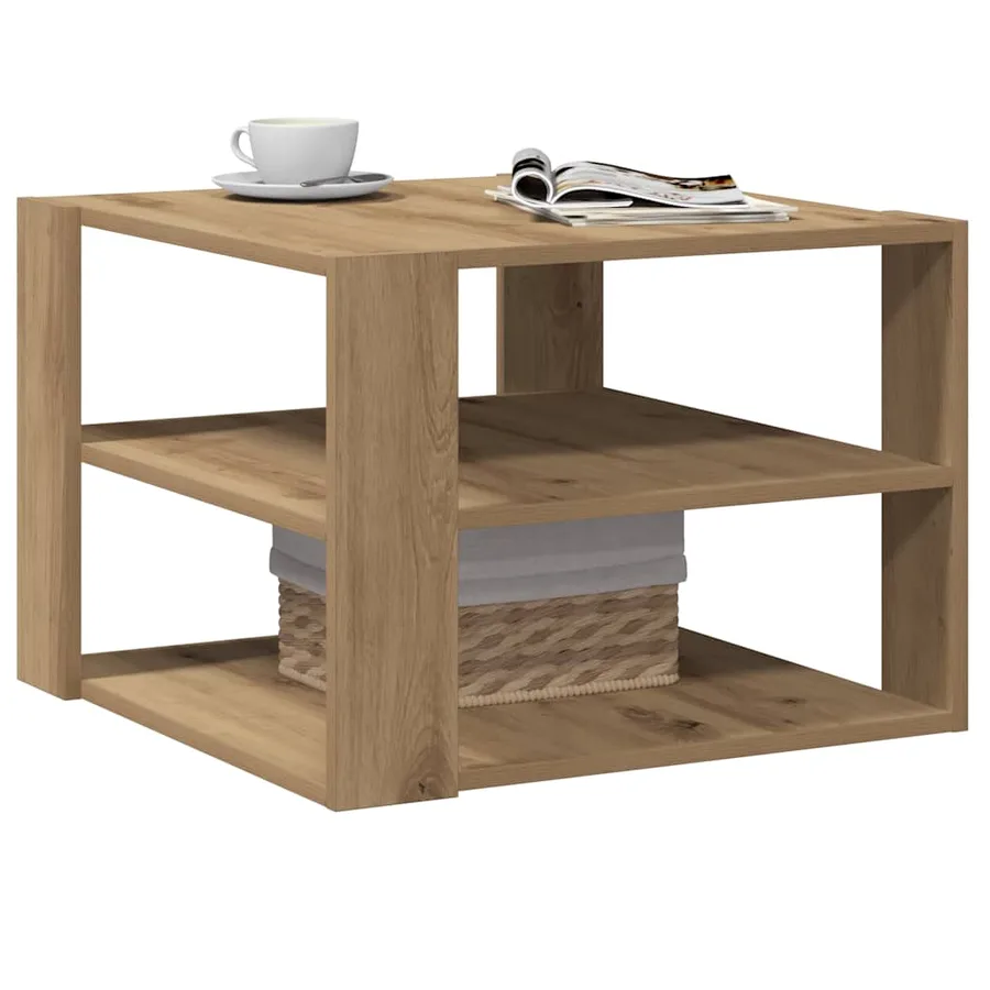Table basse chêne artisanal 58x58x40 cm bois d'ingénierie - 3