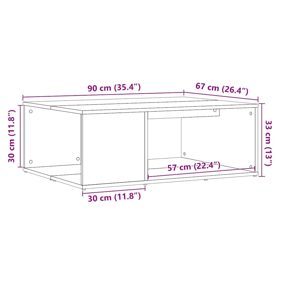 Table basse vieux bois 90x67x33 cm bois d'ingénierie - 9
