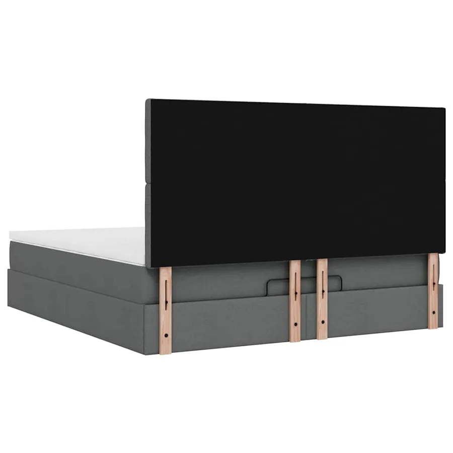 Cadre de lit ottoman avec matelas gris foncé 180x200 cm tissu - 11