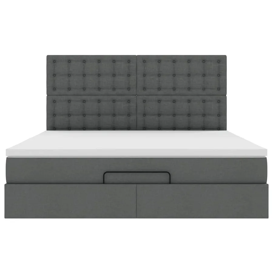Cadre de lit ottoman avec matelas gris foncé 180x200 cm tissu - 7