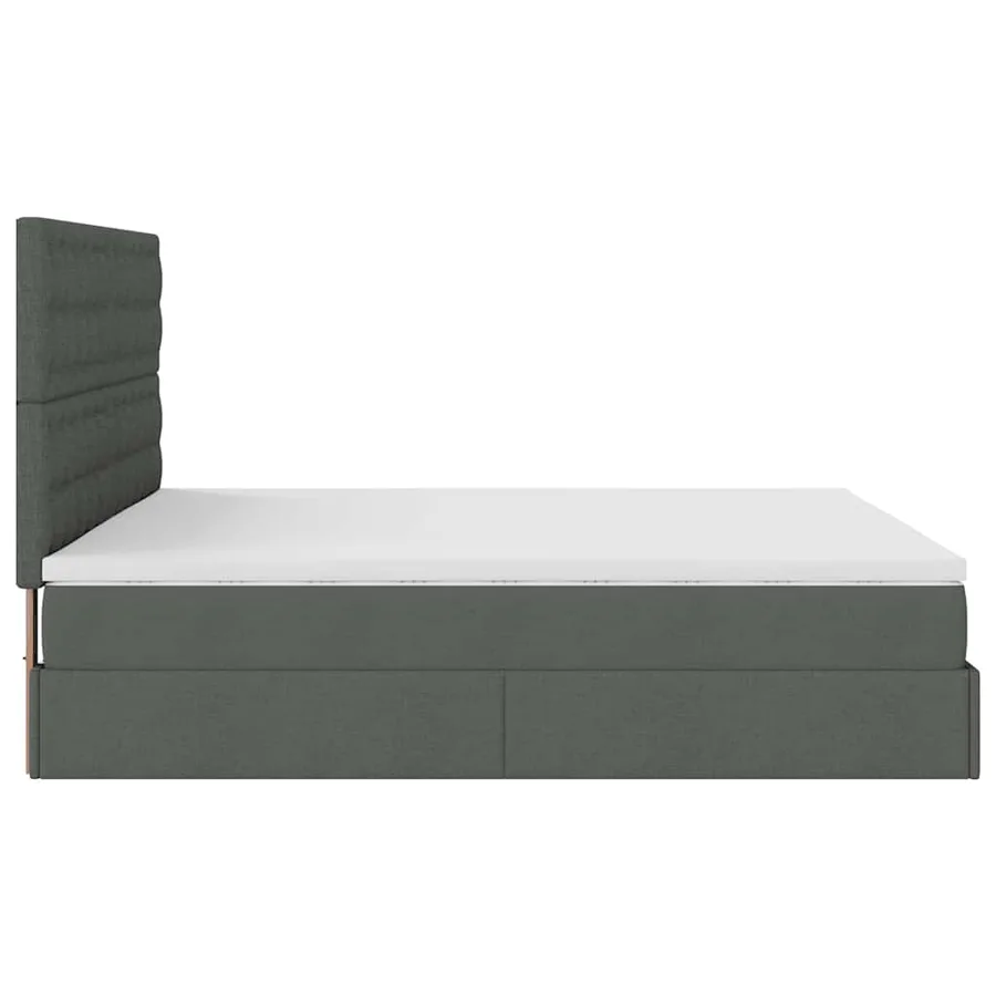 Cadre de lit ottoman avec matelas gris foncé 180x200 cm tissu - 11