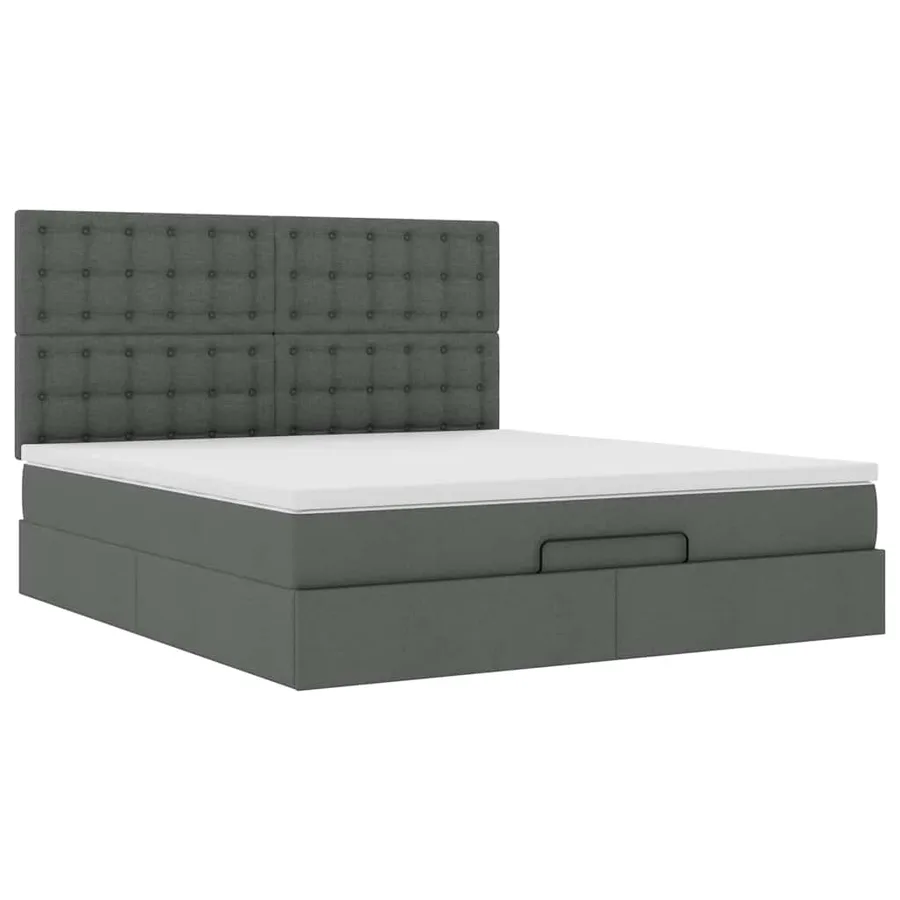 Cadre de lit ottoman avec matelas gris foncé 180x200 cm tissu - 7