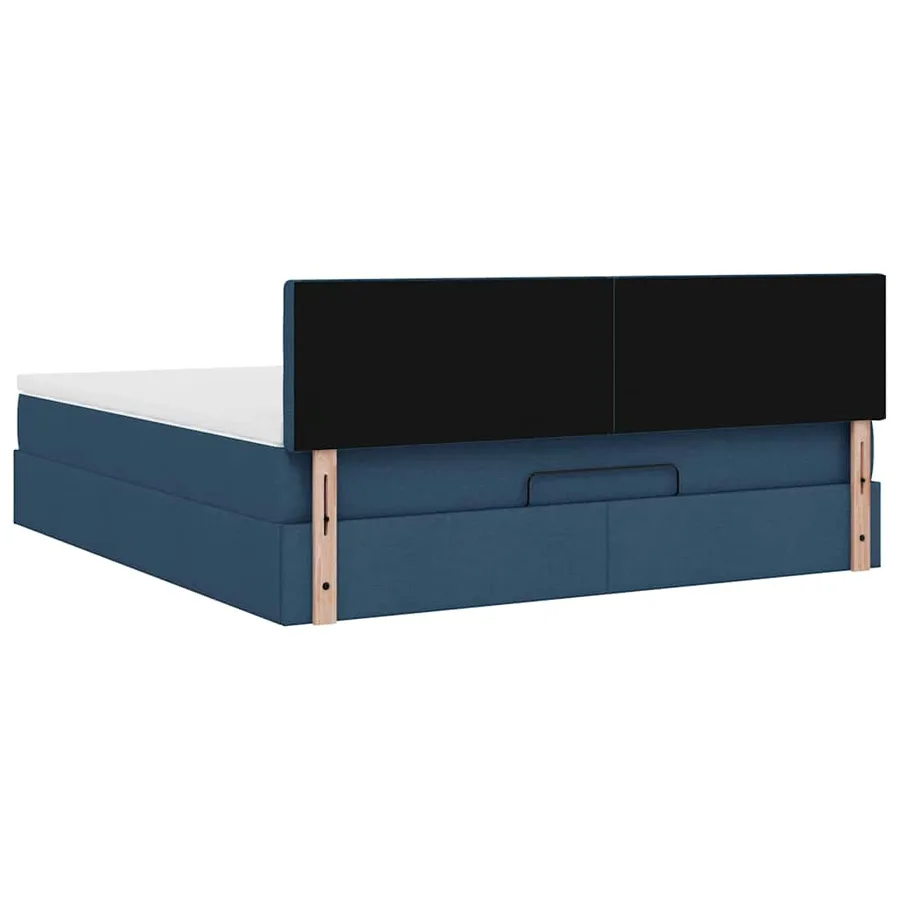 Cadre de lit ottoman avec matelas bleu 180x200 cm tissu - 11