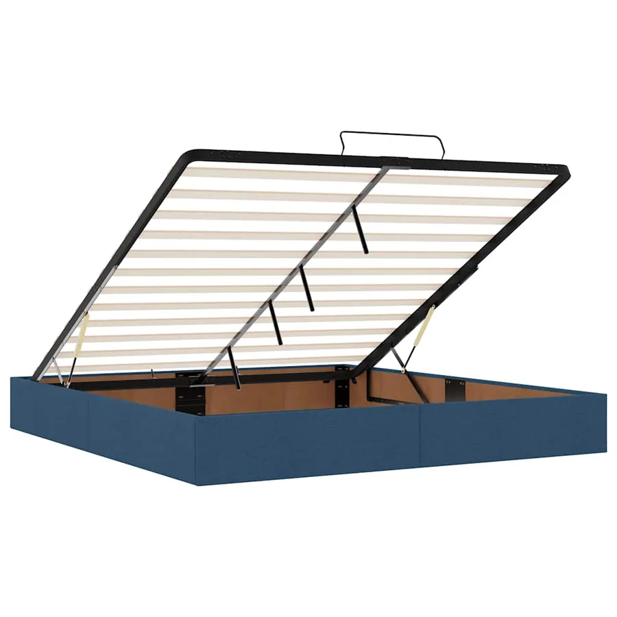 Cadre de lit ottoman avec matelas bleu 180x200 cm tissu - 12