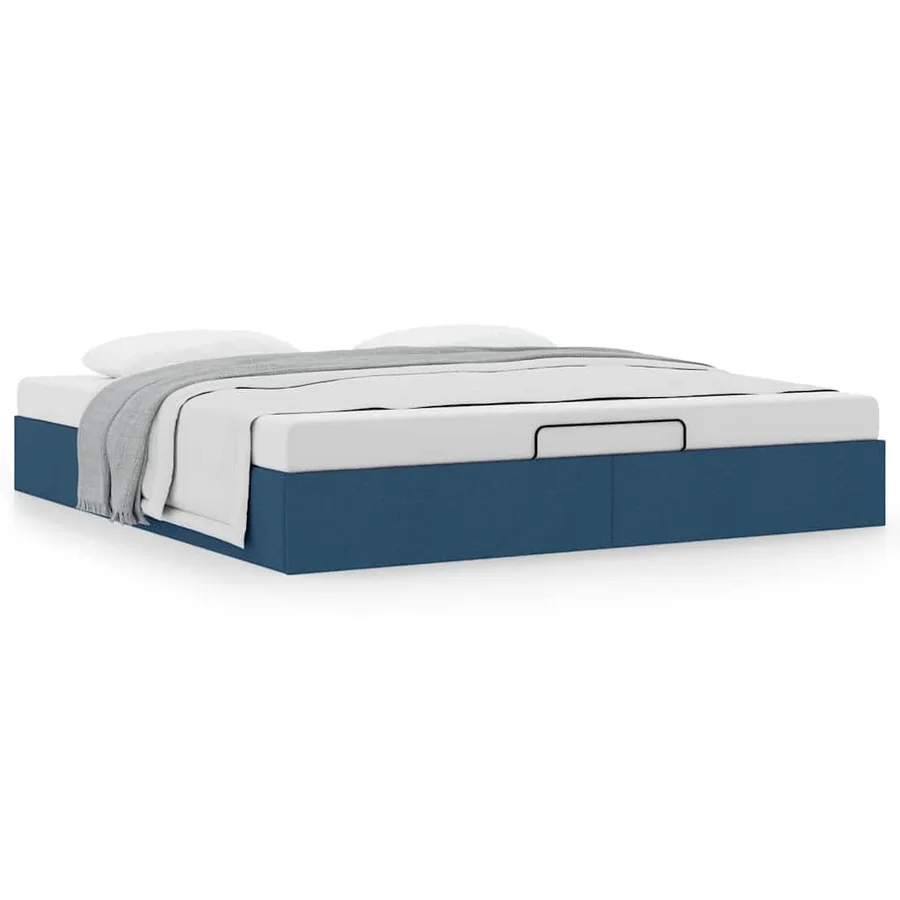 Cadre de lit ottoman sans matelas bleu 180x200 cm tissu - 4