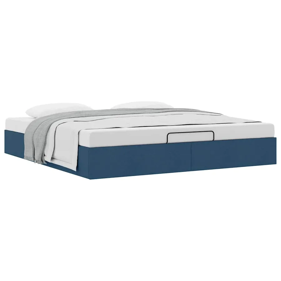 Cadre de lit ottoman sans matelas bleu 180x200 cm tissu - 5