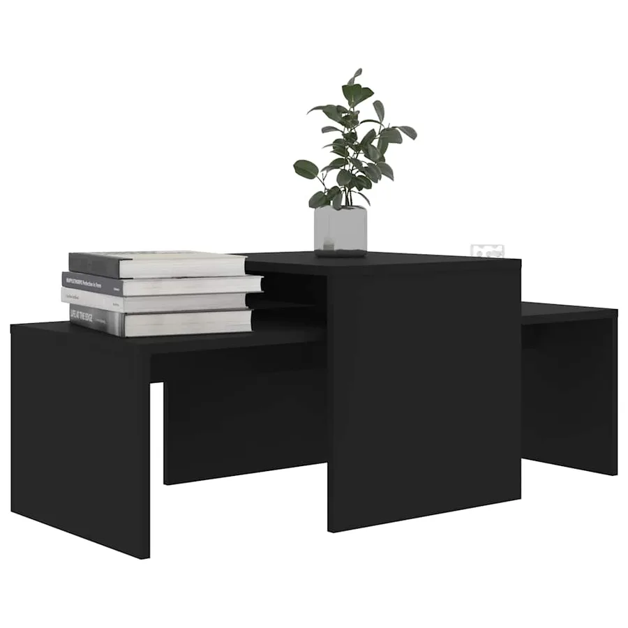 Ensemble de tables basses Noir 100x48x40 cm bois d’ingénierie - 3