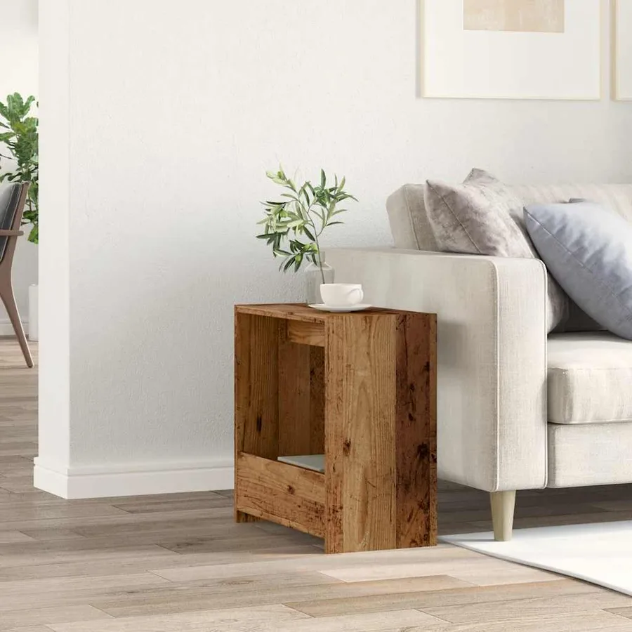 Table d'appoint vieux bois 50x26x50 cm bois d'ingénierie - 3