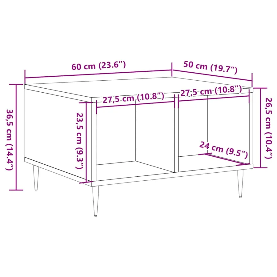 Table basse vieux bois 60x50x36,5 cm bois d'ingénierie - 9