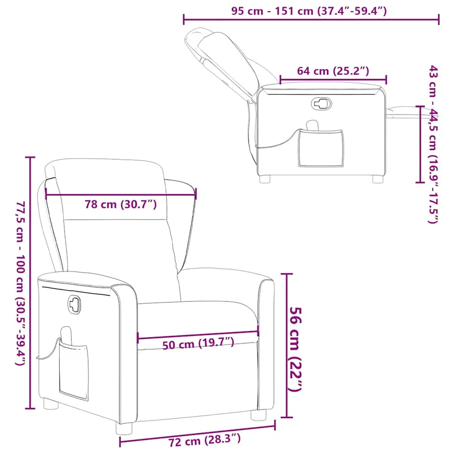 Fauteuil de massage inclinable gris nuage tissu - 13