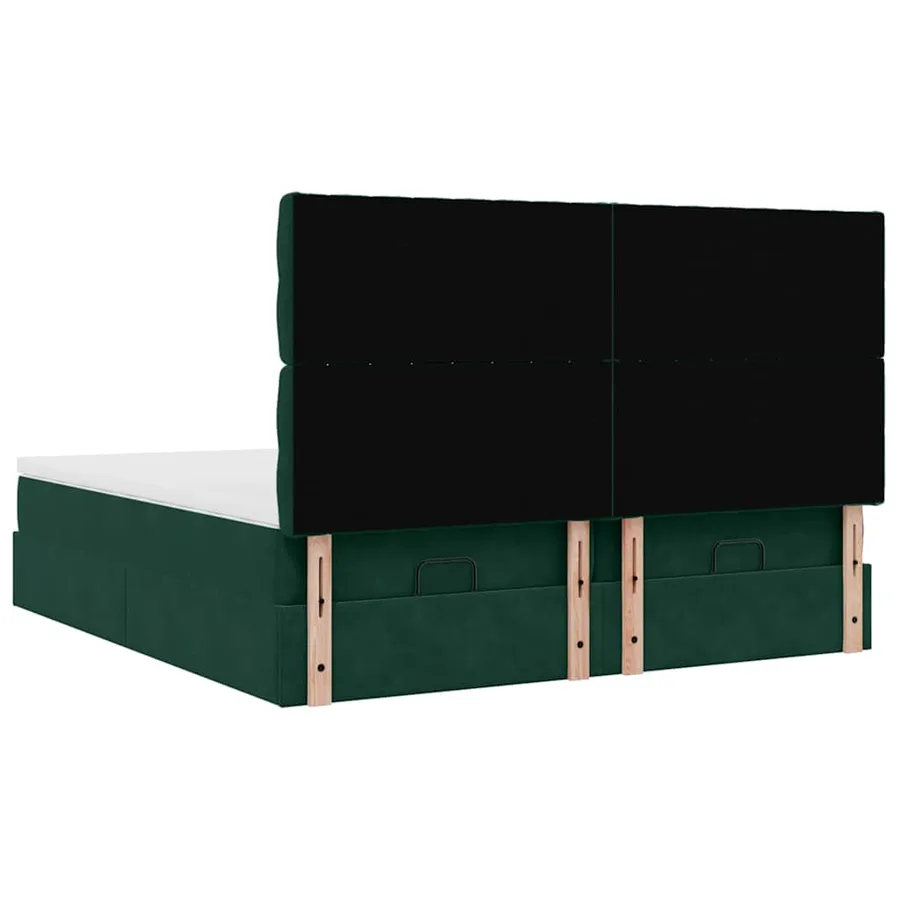 Cadre de lit ottoman avec matelas vert foncé 160x200 cm velours - 10