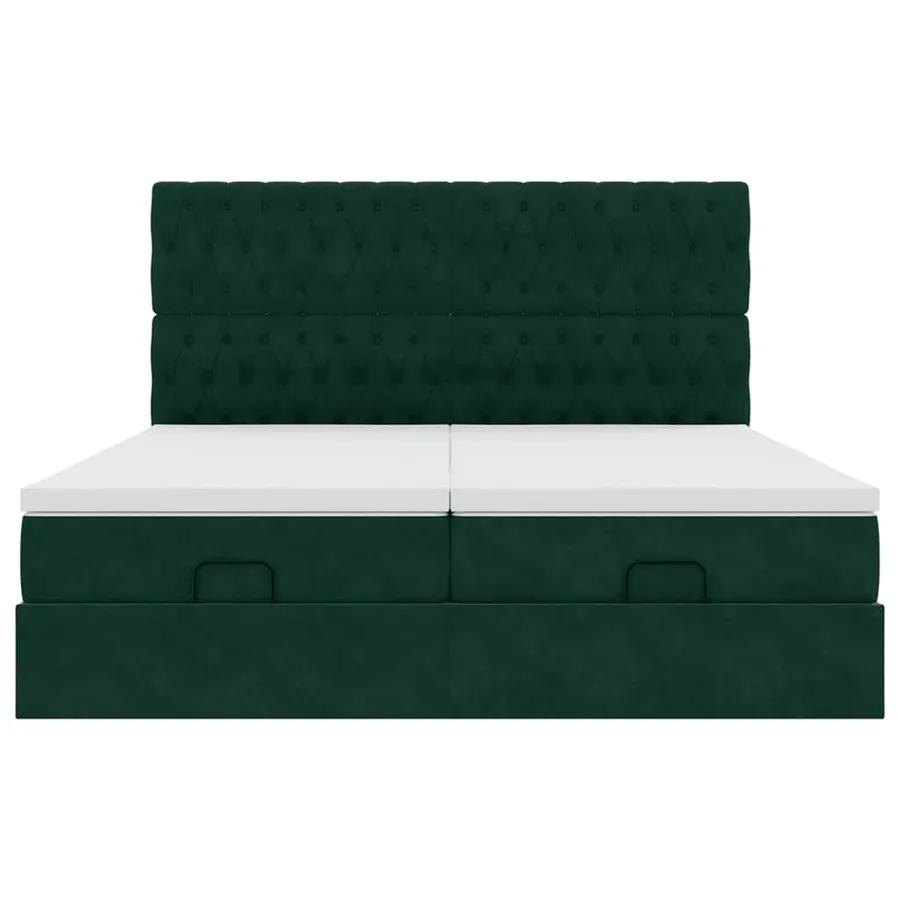 Cadre de lit ottoman avec matelas vert foncé 160x200 cm velours - 8