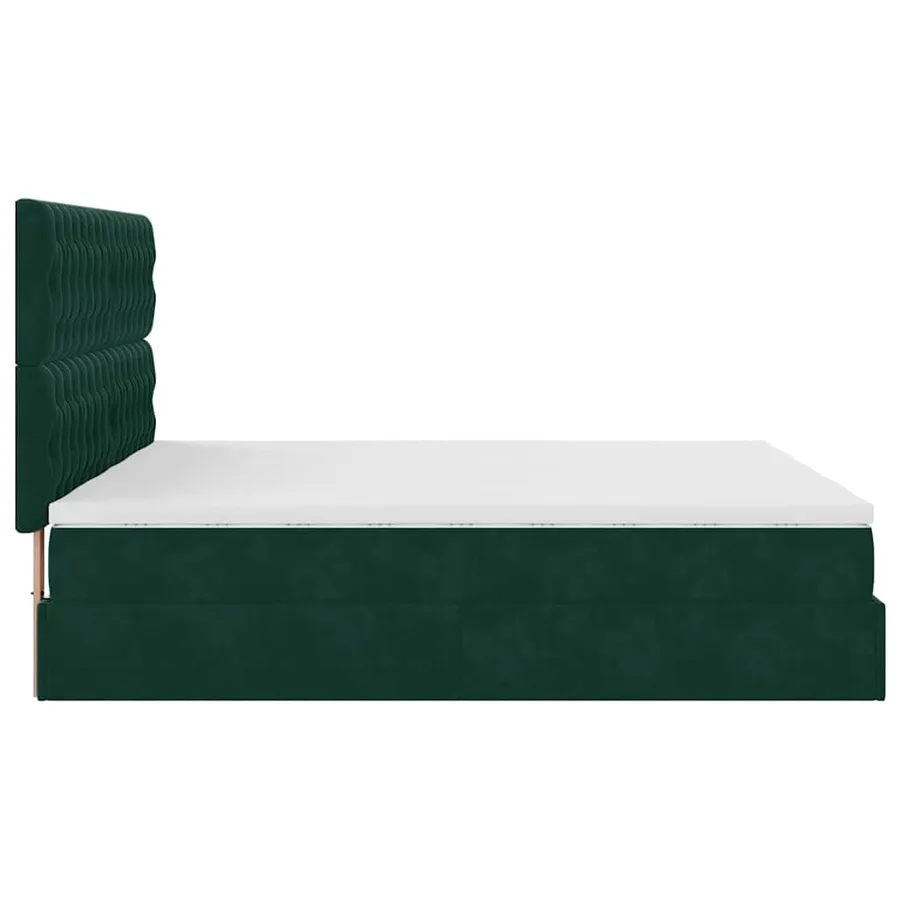 Cadre de lit ottoman avec matelas vert foncé 160x200 cm velours - 9