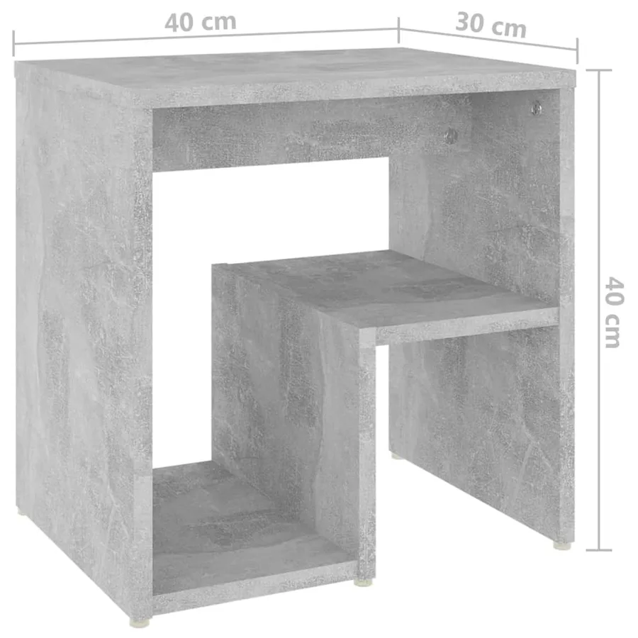Table de chevet gris béton 40x30x40 cm bois d'ingénierie - 6