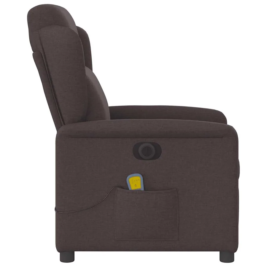 Fauteuil de massage inclinable électrique Marron foncé Tissu - 6