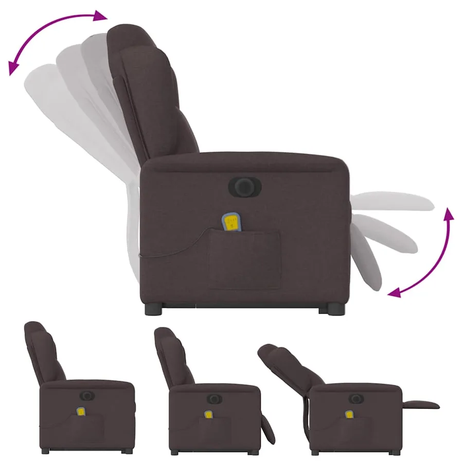 Fauteuil inclinable de massage électrique Marron foncé Tissu - 10