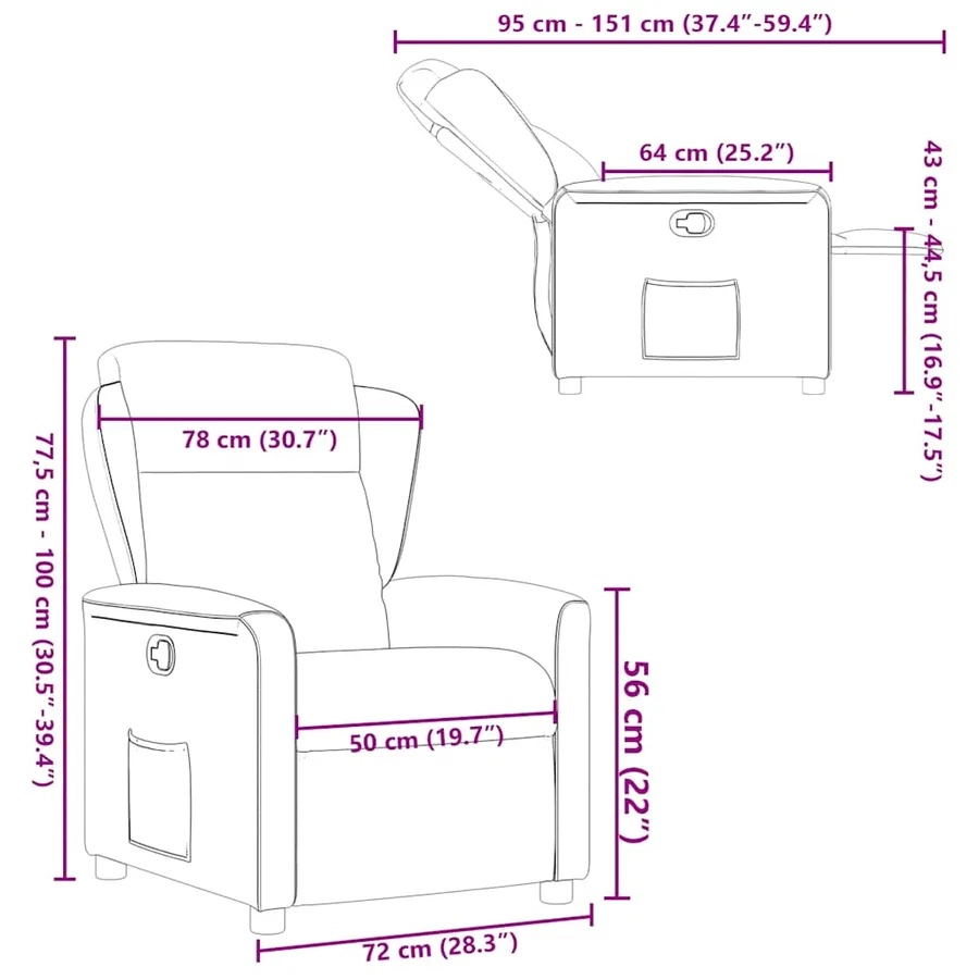 Fauteuil inclinable Taupe Tissu - 11