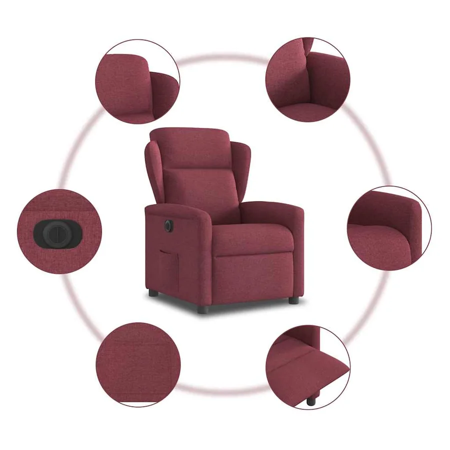 Fauteuil inclinable électrique Rouge bordeaux Tissu - 10