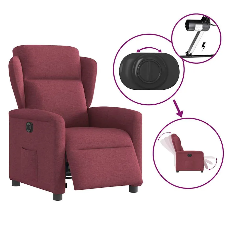 Fauteuil inclinable électrique Rouge bordeaux Tissu - 8