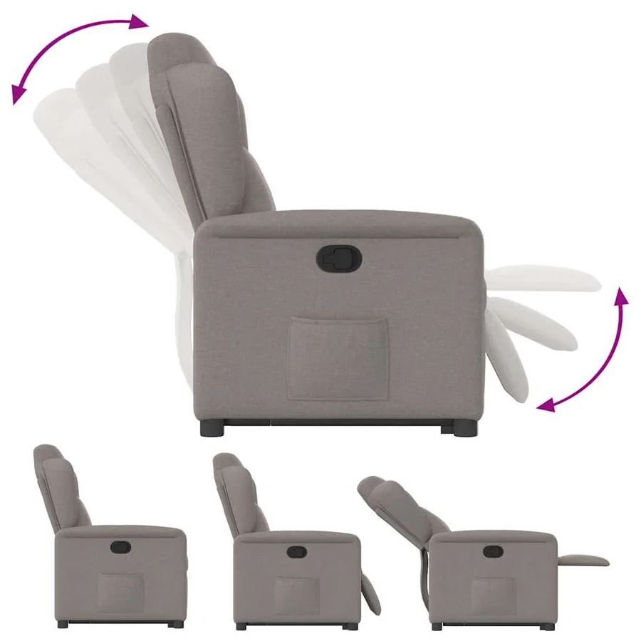 Fauteuil inclinable taupe tissu - 9