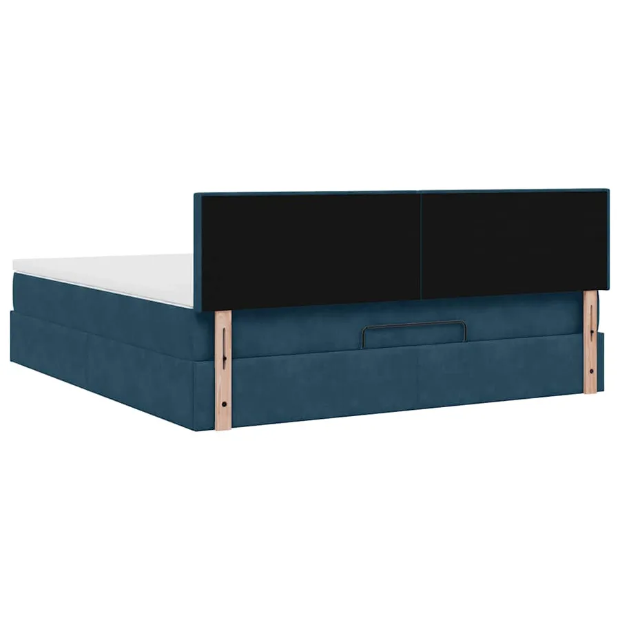 Cadre de lit ottoman avec matelas bleu foncé 180x200 cm velours - 10