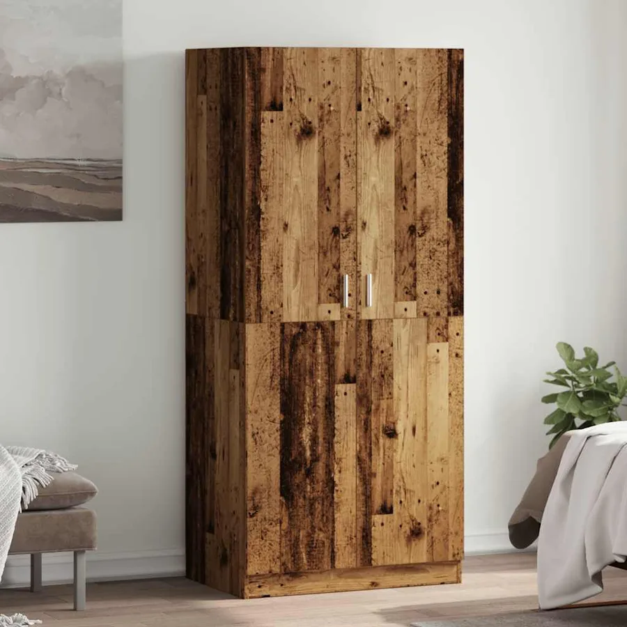 Garde-robe vieux bois 80x52x180 cm bois d'ingénierie - 3
