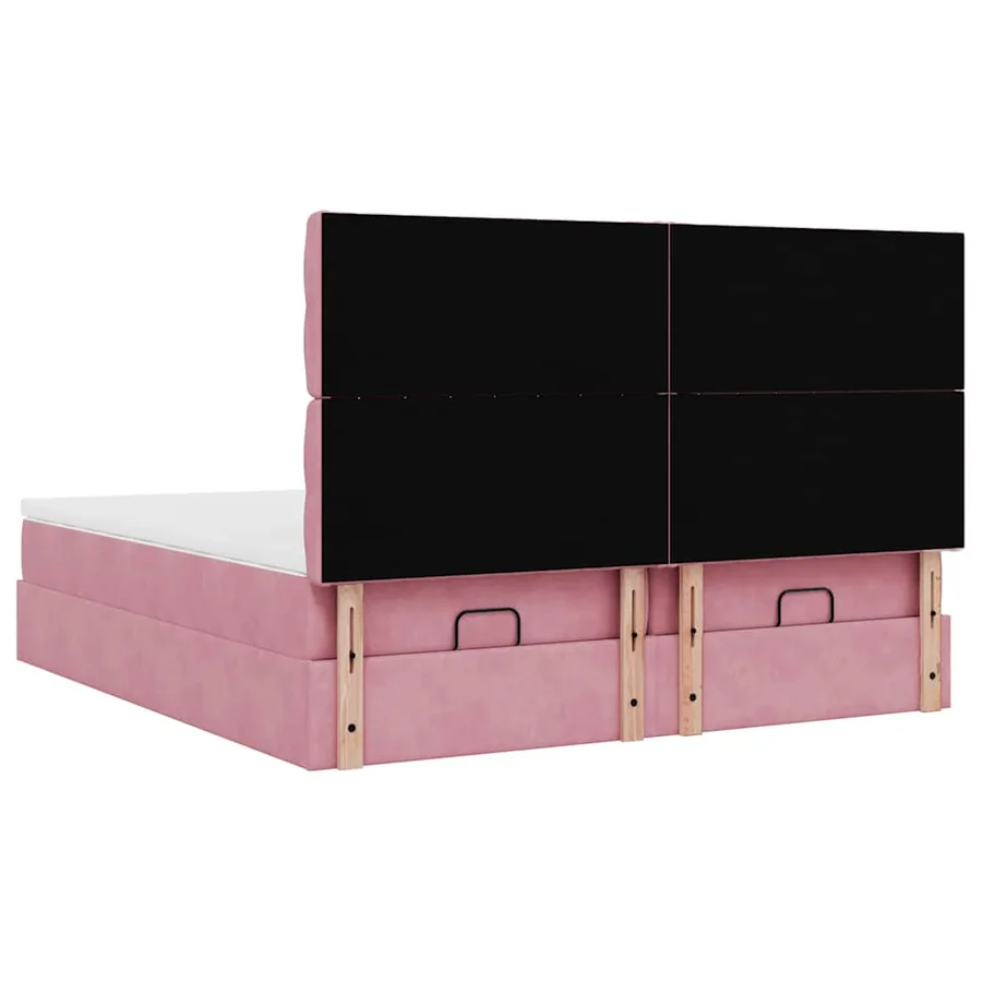 Cadre de lit ottoman avec matelas rose 160x200 cm velours - 9