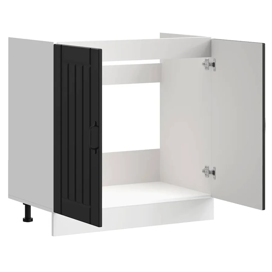 Meuble de base de lavabo Lucca noir bois d'ingénierie - 5