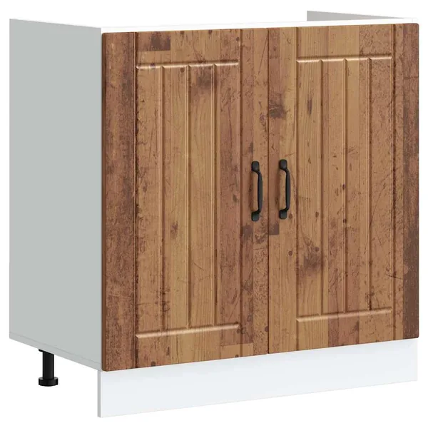 Meuble de base de lavabo Lucca vieux bois bois d'ingénierie