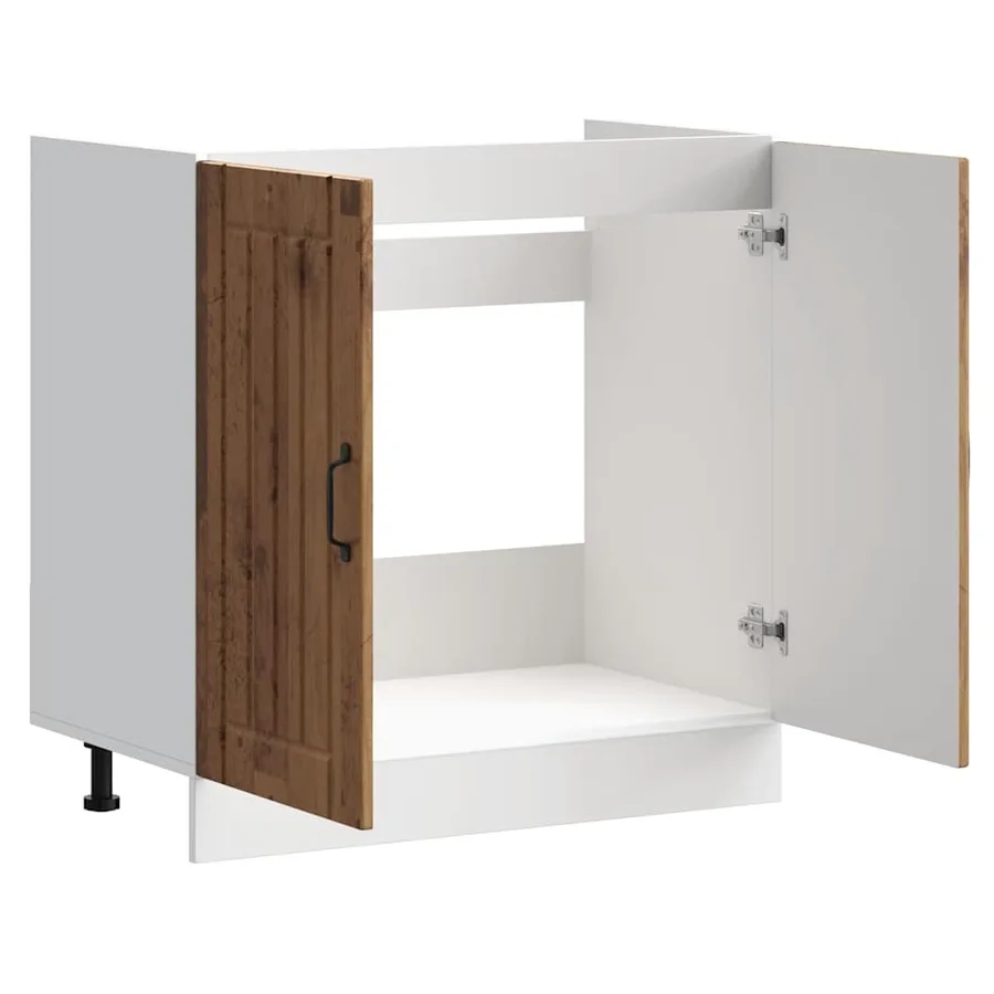 Meuble de base de lavabo Lucca vieux bois bois d'ingénierie - 5
