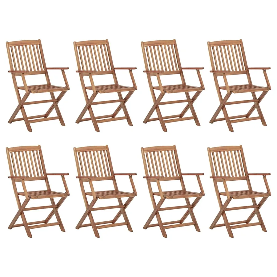 Chaises pliables d'extérieur et coussins lot de 8 Bois d'acacia - 3