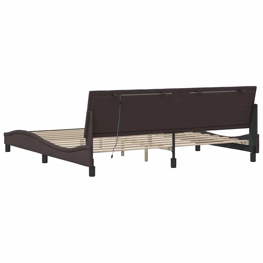 Cadre de lit sans matelas Hanko marron foncé 200x200 cm tissu - 10