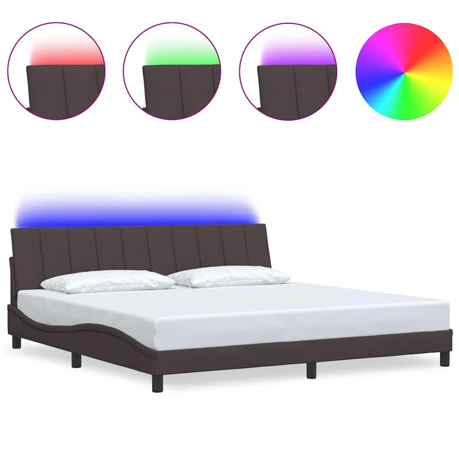 Cadre de lit sans matelas Hanko marron foncé 200x200 cm tissu - 2