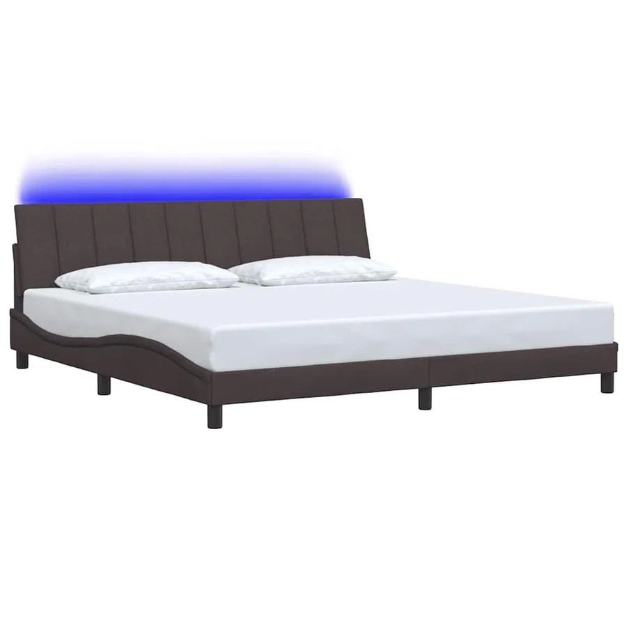 Cadre de lit sans matelas Hanko marron foncé 200x200 cm tissu - 3