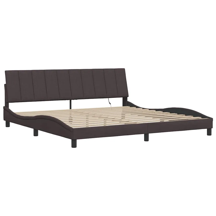 Cadre de lit sans matelas Hanko marron foncé 200x200 cm tissu - 5